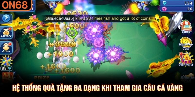 Hệ thống quà tặng đa dạng khi tham gia câu cá vàng